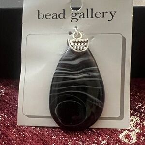 Gallery Black and Silver Teardrop Pendant